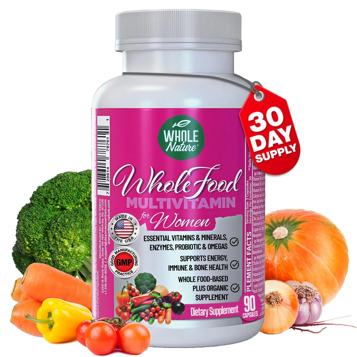 Whole Nature Whole Food Multivitamin for Women Womens Multi Vitamin with Folate, B12 Methyl, Vitamins, Minerals, Probiotics and Omegas Whole NatureBuy Supplements Australia