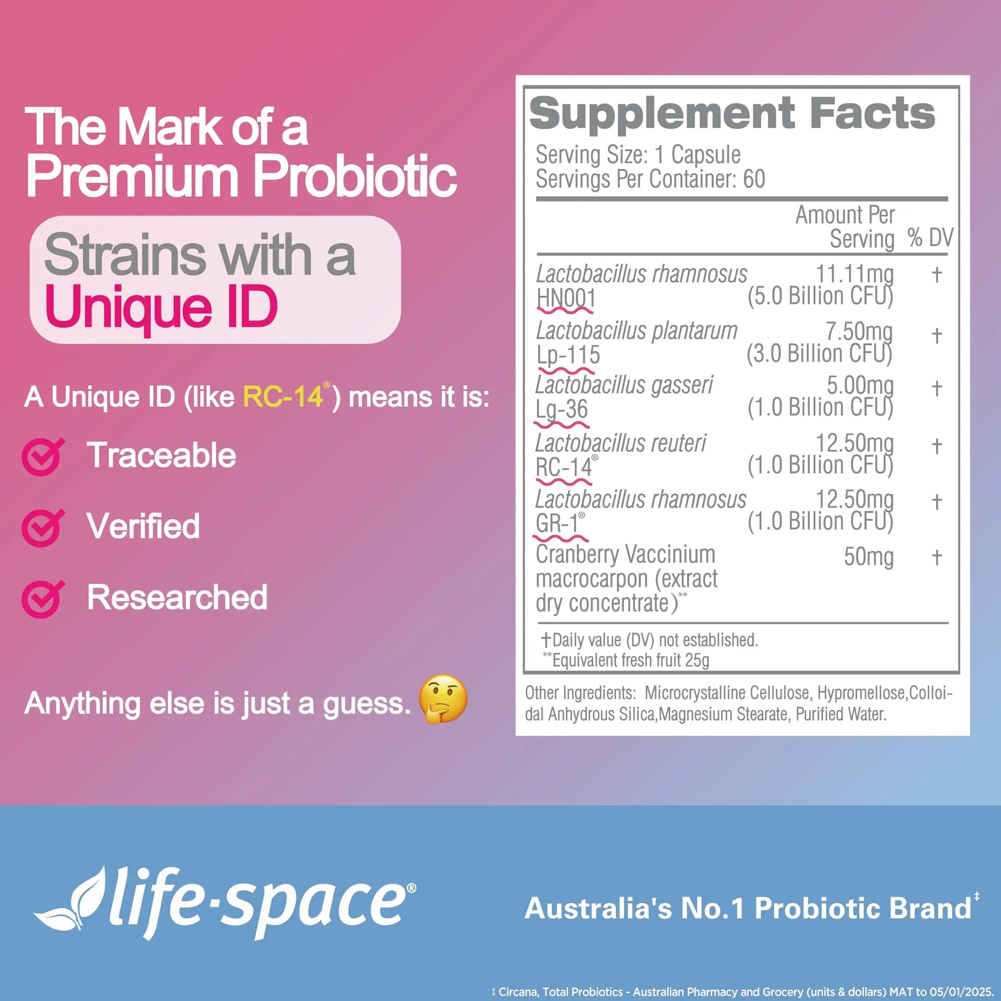Life-Space Urogen Probiotics for Women, Probiotics+Cranberry, 2 Month Serving, Women's Probiotic for PH Balance, Urinary Tract, Digestive & Immune Health, Lactobacillus reuteri, Non-GMO, 60 Ct Life-SpaceBuy Supplements Australia