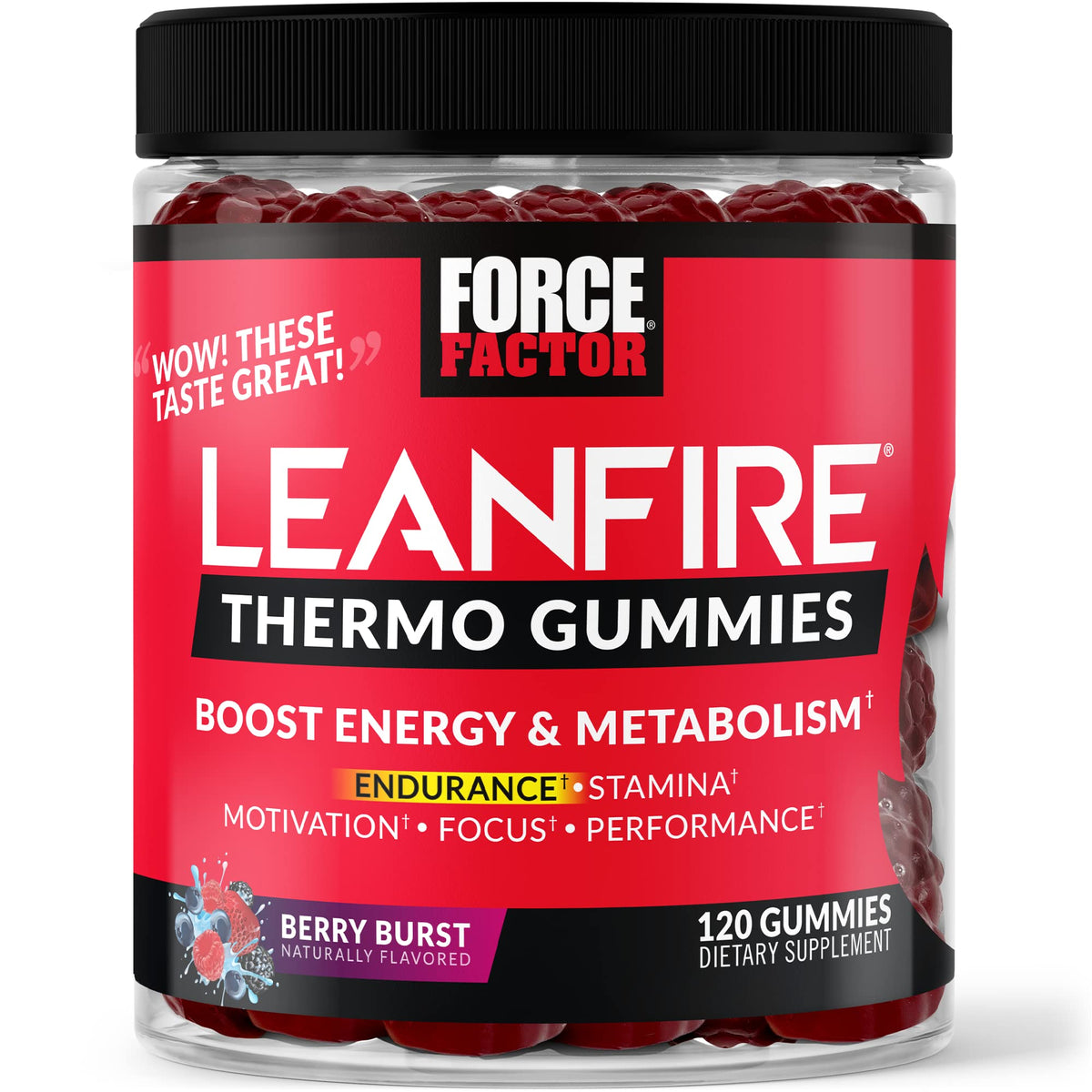 Force Factor LeanFire Thermo Gummies with B12 Vitamins, Caffeine, & Green Coffee Bean