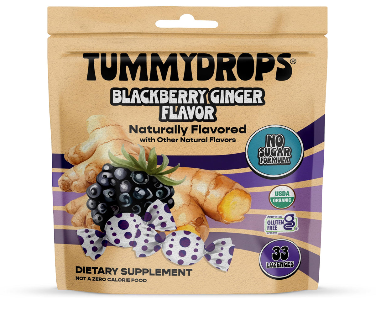 Tummydrops, No Sugar Sweet Blackberry Ginger Flavor, Gluten Free & Vegan, 33 Individually Wrapped Organic Ginger Lozenges Made with Organic Monkfruit tummy drops buy supplements Au