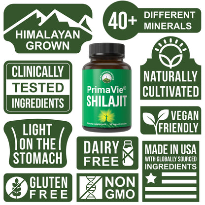 PrimaVie Purified Shilajit Capsules Made with Pure Shilajit Powder. Clinically Tested Natural Supplement with 40+ Trace Minerals, Fulvic Acid. Tablets Support Mitochondria + Brain Function Peak PerformanceBuy Supplements Australia