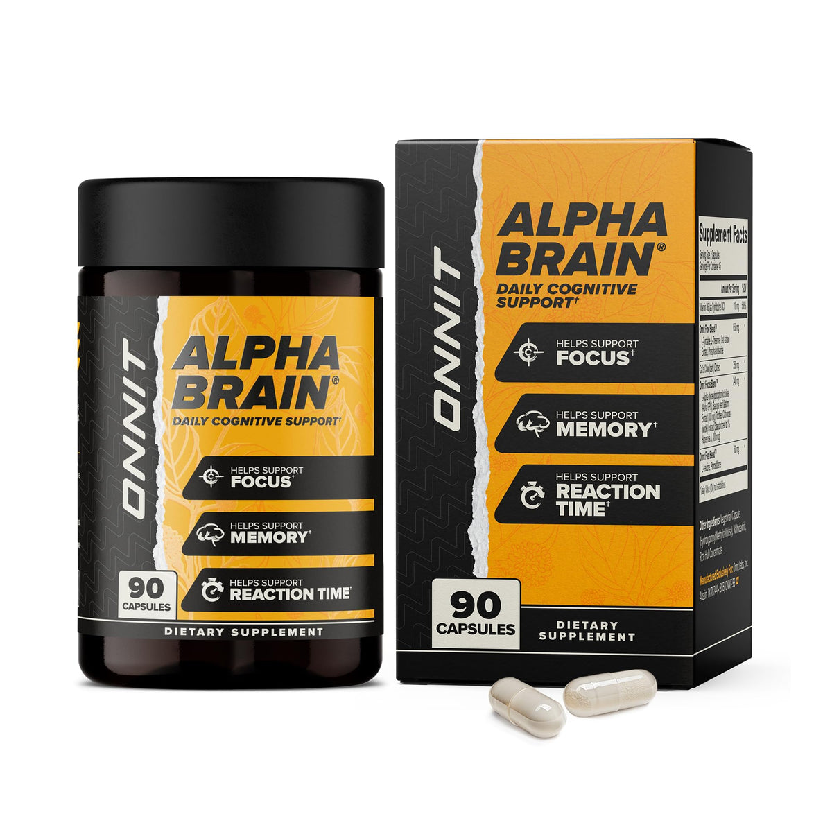 ONNIT Alpha Brain Nootropic Brain Supplement for Men and Women, IGEN Non-GMO Tested, Memory, Mental Clarity, Cognitive Support and Focus Capsules with L-Theanine and Vitamin B6 (90 Count) ONNITBuy Supplements Australia