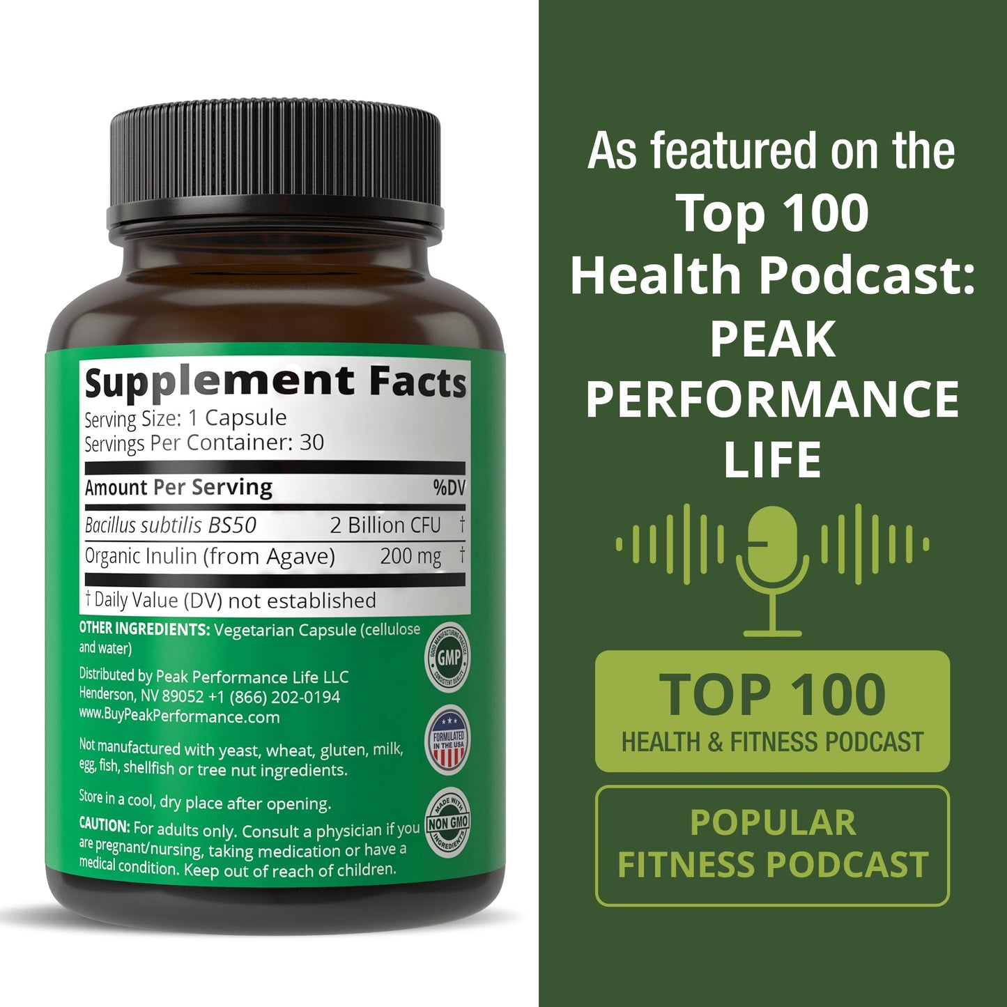 Bloat and Gas Probiotic - Proven Relief with Clinically Studied Bacillus Subtilis BS50 + Prebiotic Fiber - Fast Acting Anti Bloating Pills Supplement
