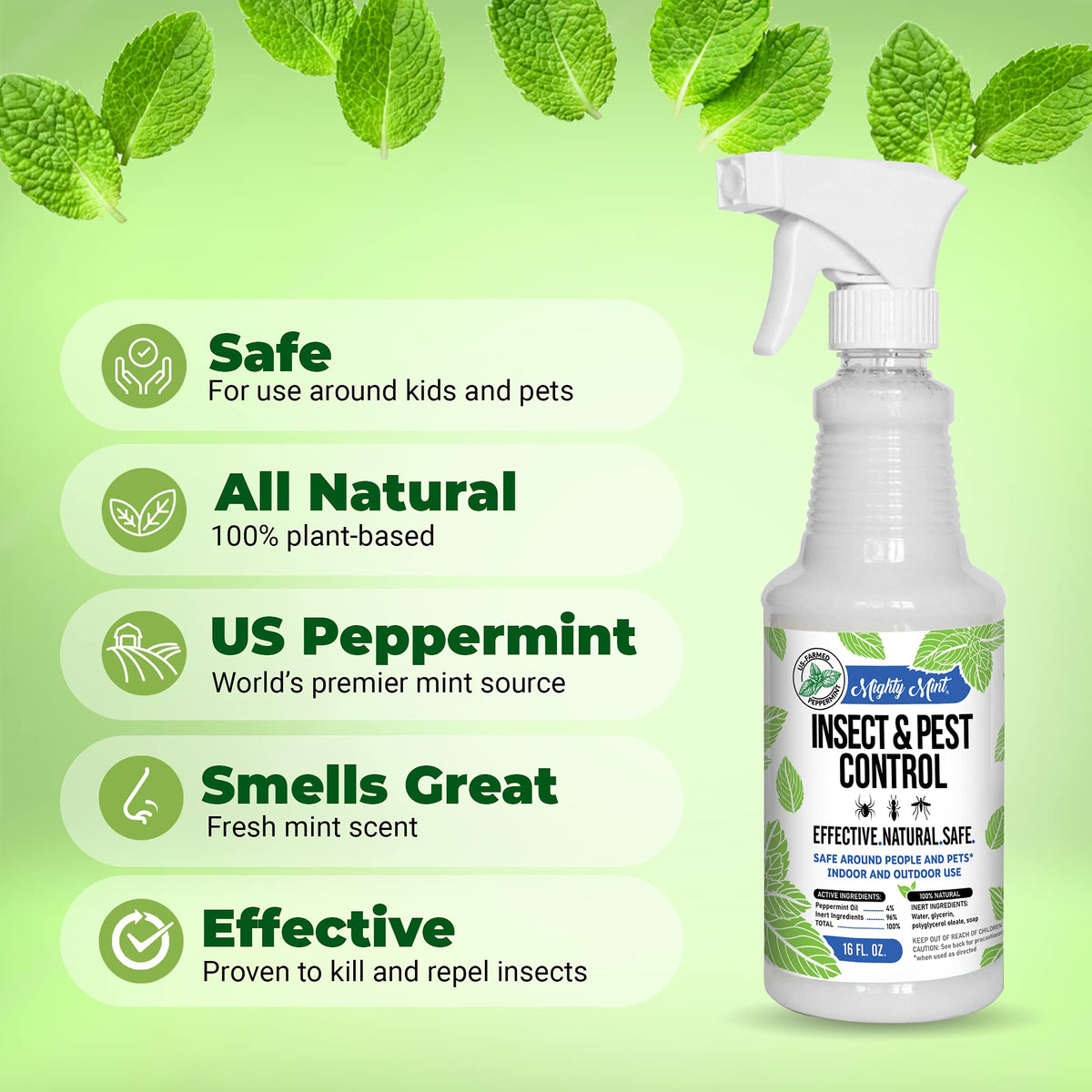 Mighty Mint 16 oz Peppermint Oil Insect & Pest Spray - for Spiders, Ants Mighty MintBuy Supplements Australia