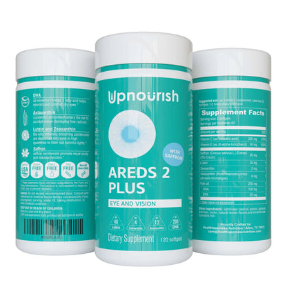 UpNourish AREDS 2 Plus Eye Vitamin Supplement, AREDS 2 Zinc Free Formula with Lutein, Zeaxanthin, Saffron, Astaxanthin & DHA - 120 softgels UpNourish buy supplements Au