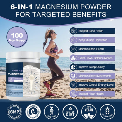 NATURE TARGET Magnesium Powder Supplement with Glycinate, Citrate, Malate, Magnesium Complex with L-Theanine & Vitamin B6 for Muscle, Heart & Brain, Vegan, 10.58 oz (100 Servings), Lemon Orange Flavor NATURE TARGETBuy Supplements Australia