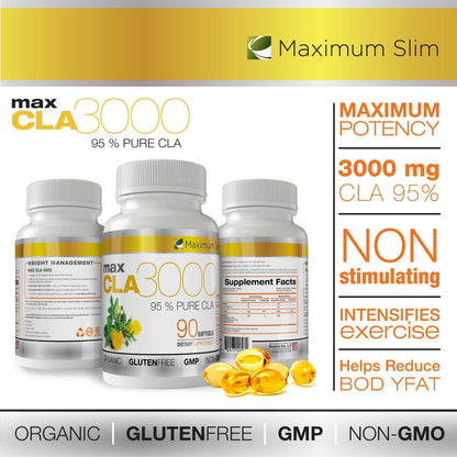 MAX CLA 3000, High Potency, Natural Weight Loss Exercise Enhancement, Increase Lean Maximum SlimBuy Supplements Australia