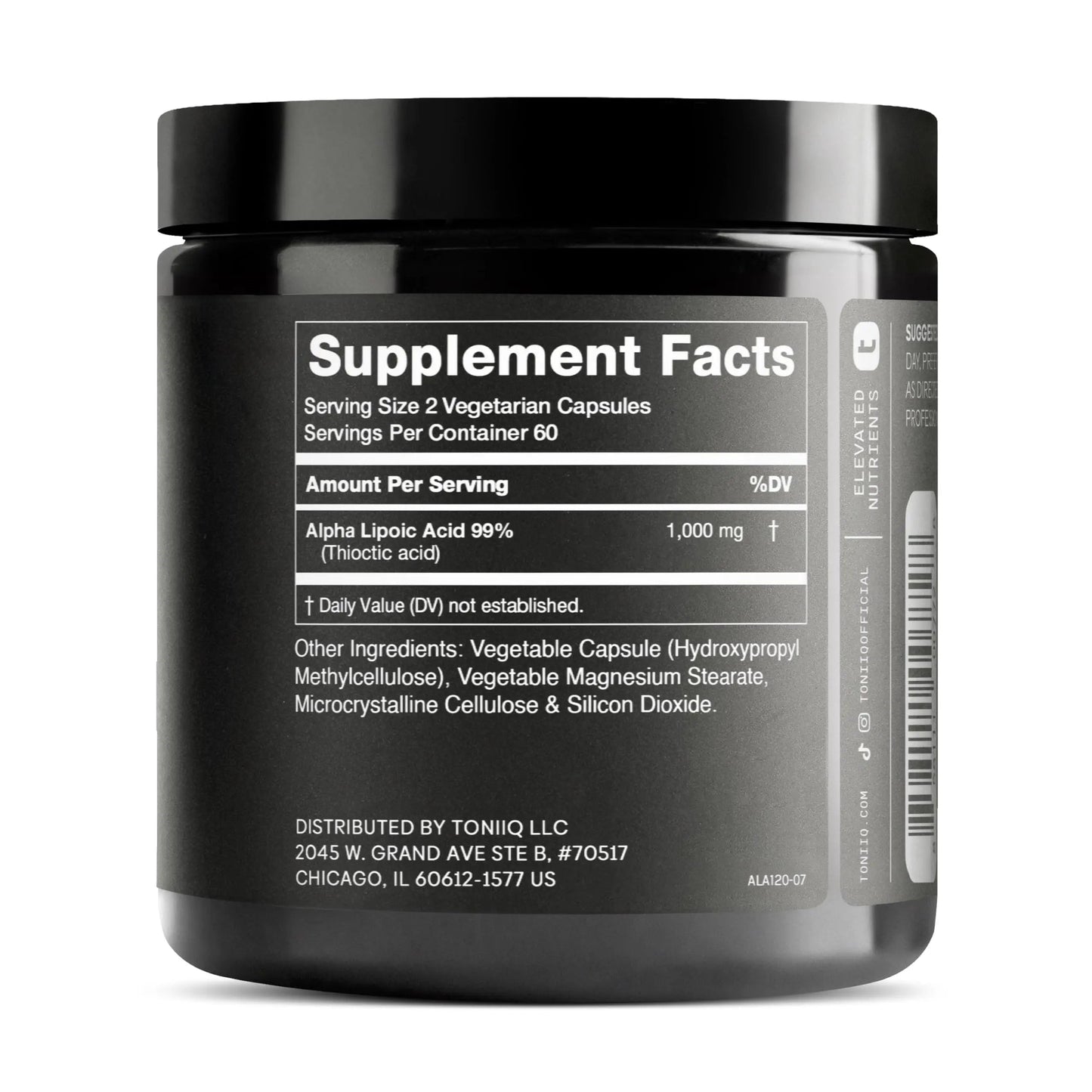 Toniiq 1000mg Ultra High Strength Alpha Lipoic Acid Capsules - Highly Purified 99%+ USP Standard - 120 Capsules ALA Supplement Toniiq buy supplements Au