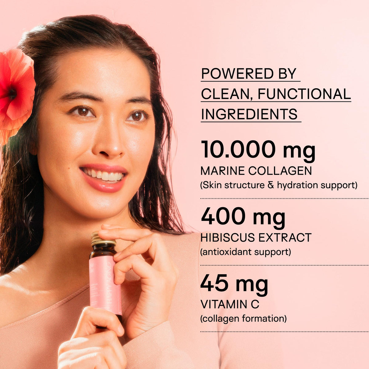 Happy Aging Marine Collagen Peptides Glow Shot 10,000mg - Liquid Collagen for Women with Liposomal Delivery - Promotes Skin Hydration, Elasticity & Radiance - Supports Hair & Nails, 10 Shots Happy AgingBuy Supplements Australia