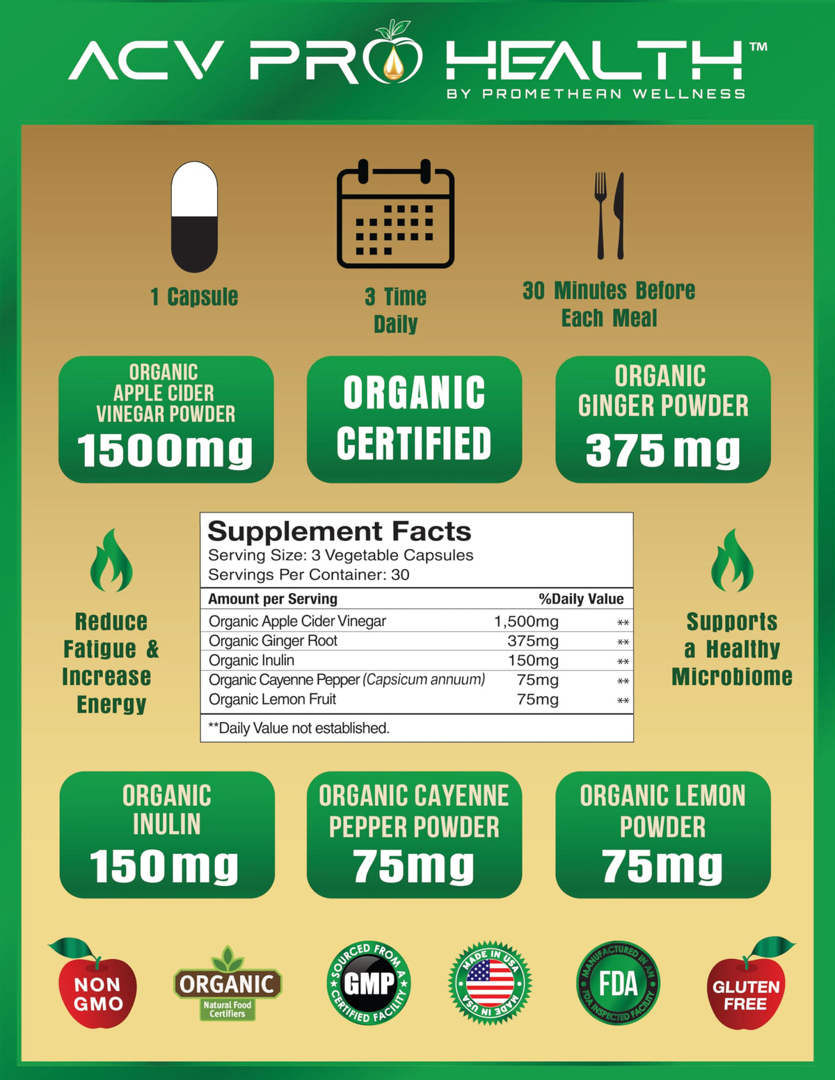 Certified Organic Apple Cider Vinegar Capsules Pro with Mother Acv Pills Detox Promethean WellnessBuy Supplements Australia