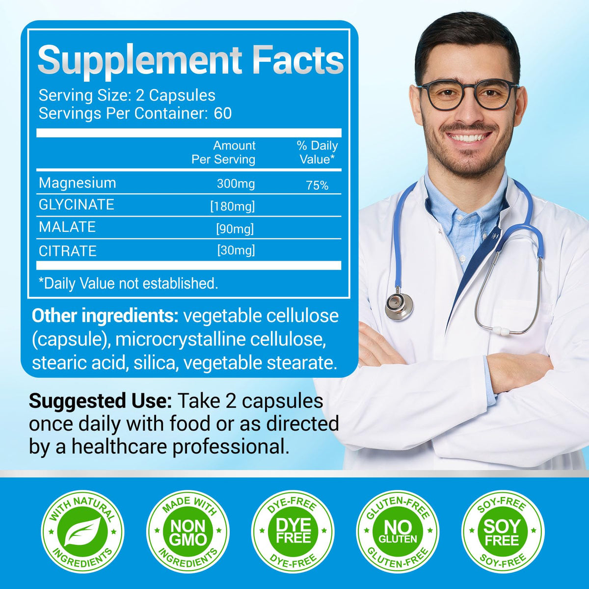 ASSR Triple Magnesium Complex – 300mg Magnesium Supplement with Glycinate, Malate & Citrate – Supports Relaxation, Muscle & Nerve Function