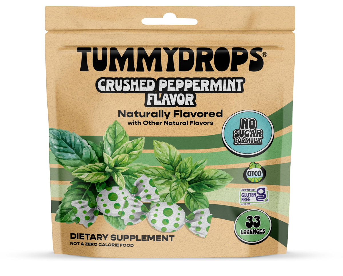 tummy drops No Sugar Crushed Peppermint Flavor, Gluten Free & Vegan, 33 Individually Wrapped Pure Peppermint Oil Lozenges Made with Organic Monkfruit tummy drops buy supplements Au