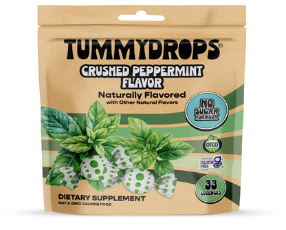 tummy drops No Sugar Crushed Peppermint Flavor, Gluten Free & Vegan, 33 Individually Wrapped Pure Peppermint Oil Lozenges Made with Organic Monkfruit tummy drops buy supplements Au