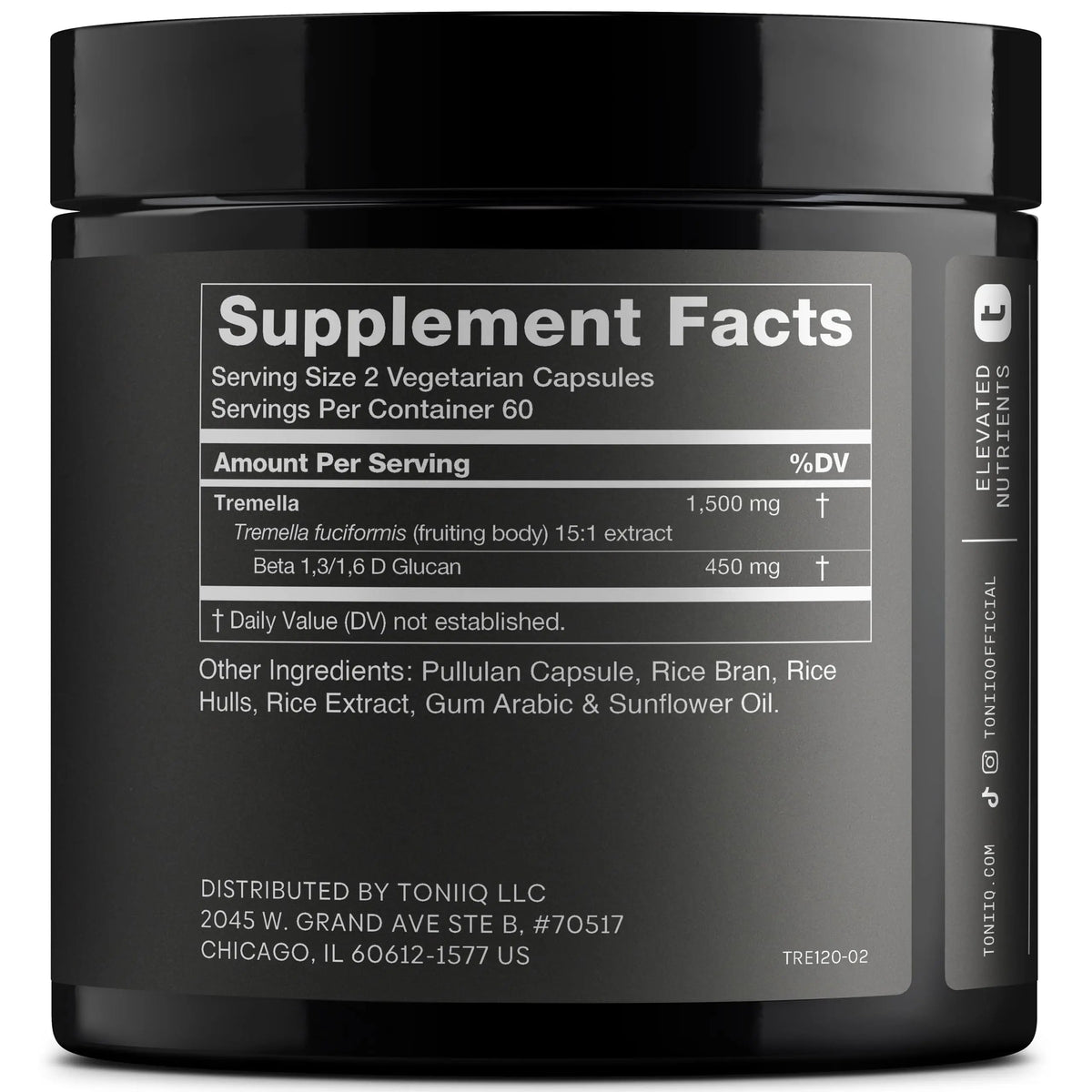 Tremella Mushroom Ultra High Potency 15:1 Extract with 30% Beta Glucans - Pure & Concentrated Formula - Third-Party Lab Tested for Purity & Quality - 120 Capsules Toniiq buy supplements Au