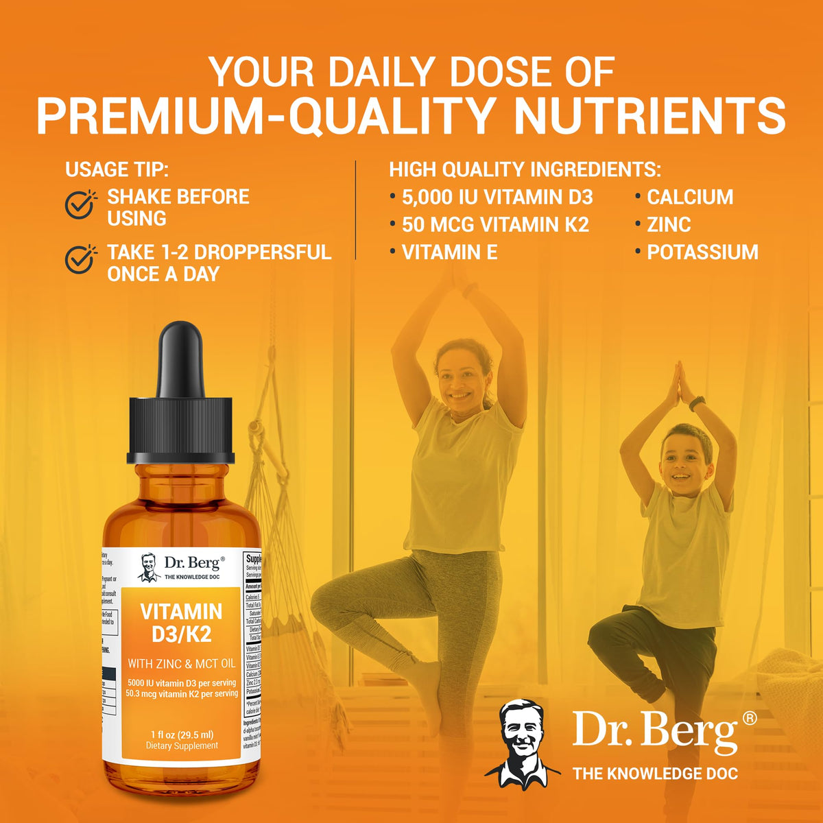 Dr. Berg Liquid Vitamin D3 & K2 Supplement - For Bone, Teeth, Mood & Immune Health Dr. Berg NutritionalsBuy Supplements Australia