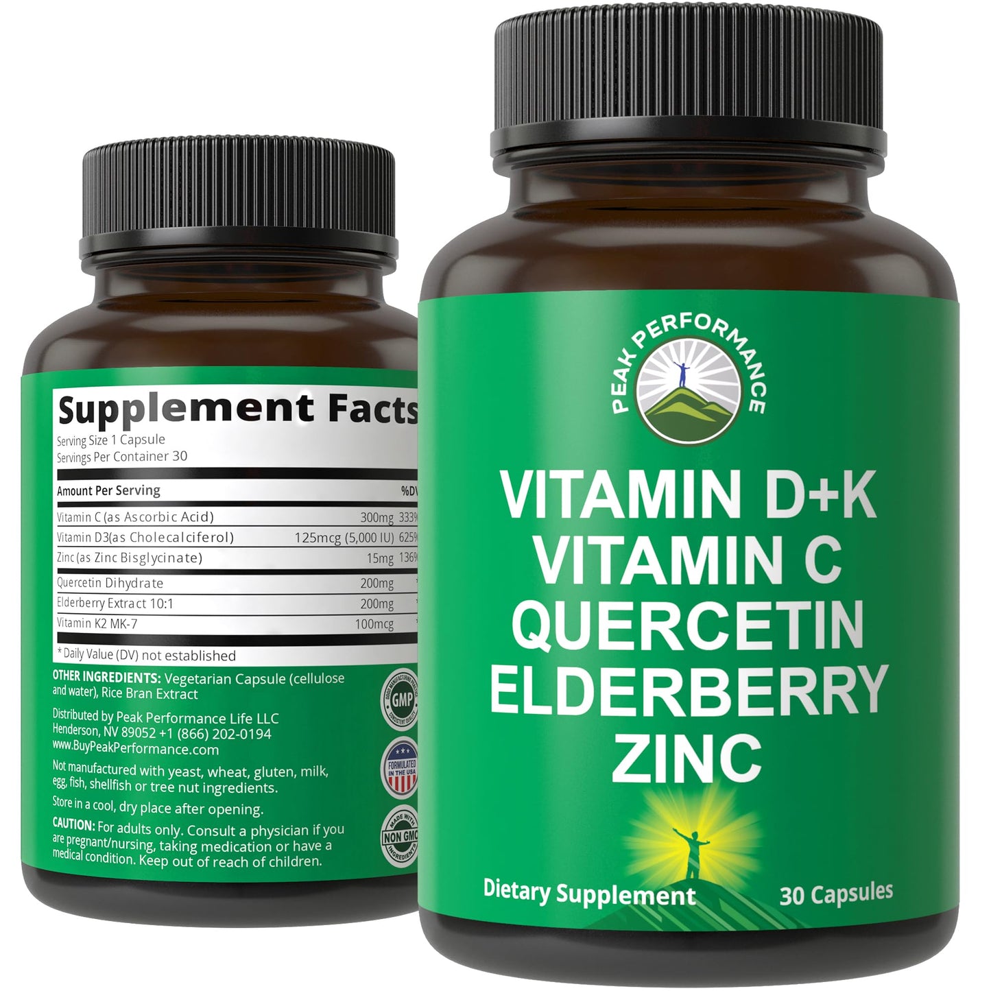 Immune Support Supplement with 6 Top Ingredients. Vitamin D3 K2 + Vitamin C + Elderberry + Zinc + Quercetin. Includes 5000 IU Vitamin D. Immunity Capsules. Supplements for Women and Men Peak PerformanceBuy Supplements Australia
