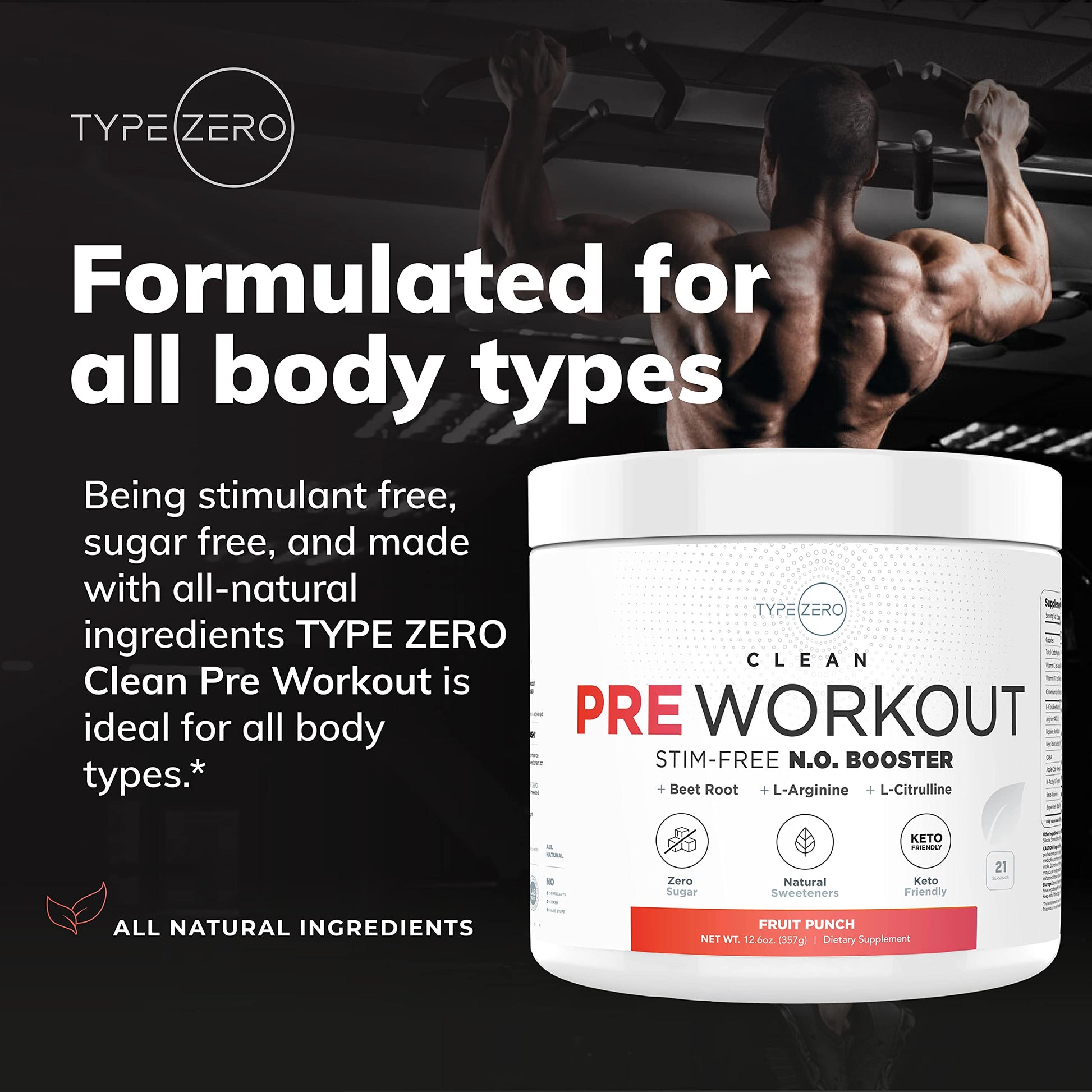 Ultra Clean Stim Free Pump Pre Workout + Nitric Oxide Booster (Fruit Punch) Beetroot, 7G Arginine Citrulline Malate, Betaine, Beta A, ACV+ - Sugar/Caffeine Free Natural Non Stim Preworkout Men & Women Type ZeroBuy Supplements Australia