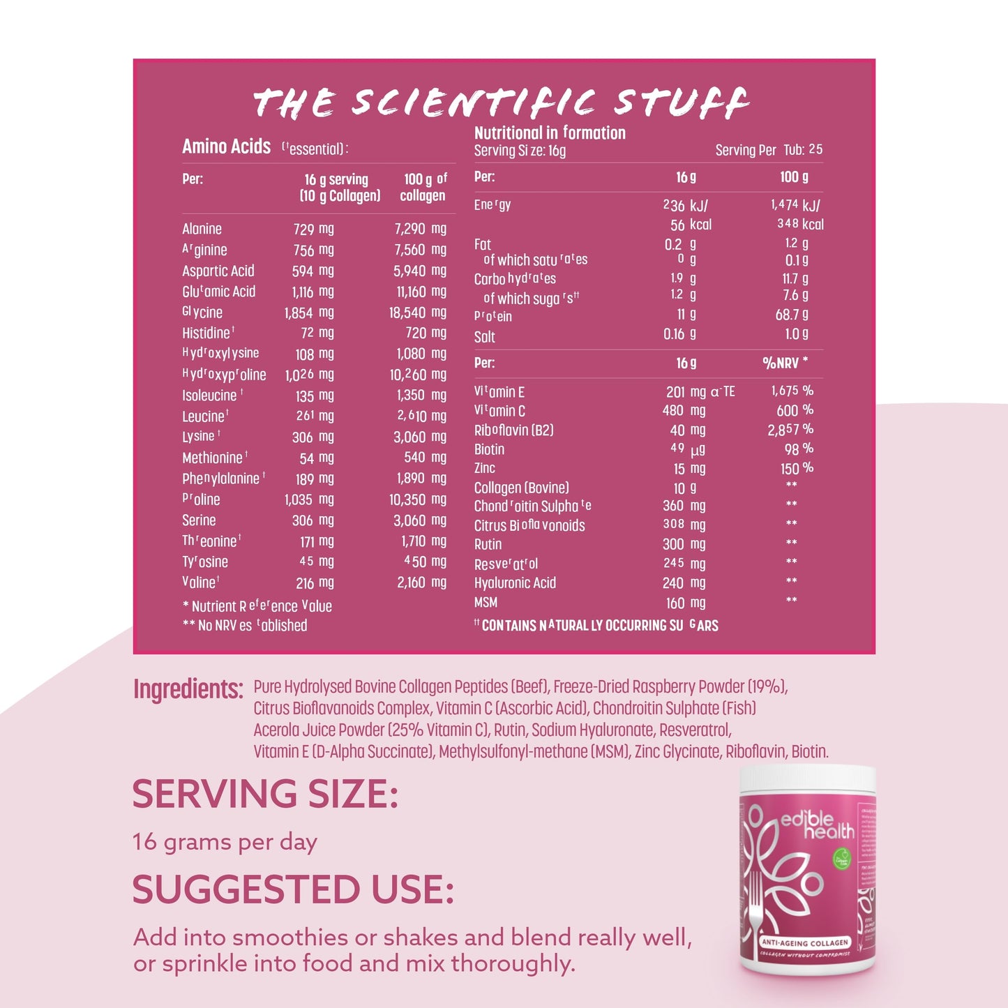 High Protein Edible Health Anti-Ageing Protein Powder, Regenerative Collagen Supplements Edible HealthBuy Supplements Australia
