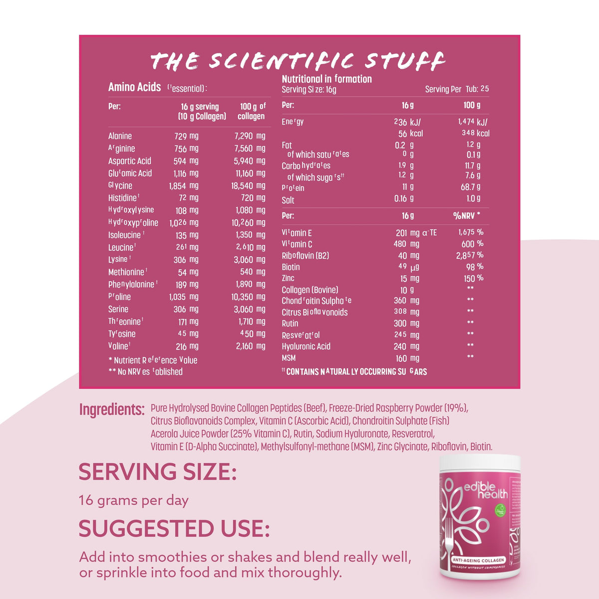 High Protein Edible Health Anti-Ageing Protein Powder, Regenerative Collagen Supplements Edible HealthBuy Supplements Australia