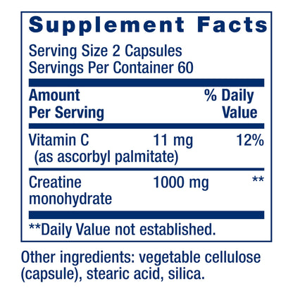 Life Extension Creatine Capsules – Creatine Monohydrate – Promotes Strength, Lean Muscle, Healthy Endurance – Non-GMO, Gluten-Free – 120 Capsules Life ExtensionBuy Supplements Australia