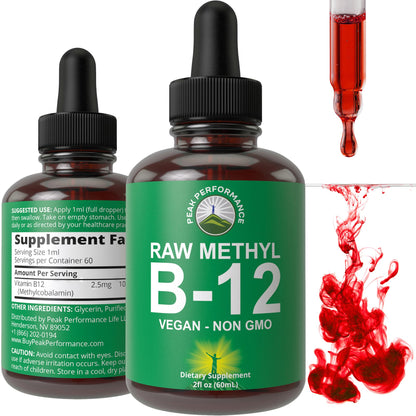 Raw Methyl B12 Liquid Drops. Sublingual Fast Acting Advanced Vegan B 12 Liquid Vitamin Supplement. High Bioavailability Methylcobalamin B-12 Vitamins for Energy, Focus and Relief. for Men + Women Peak PerformanceBuy Supplements Australia