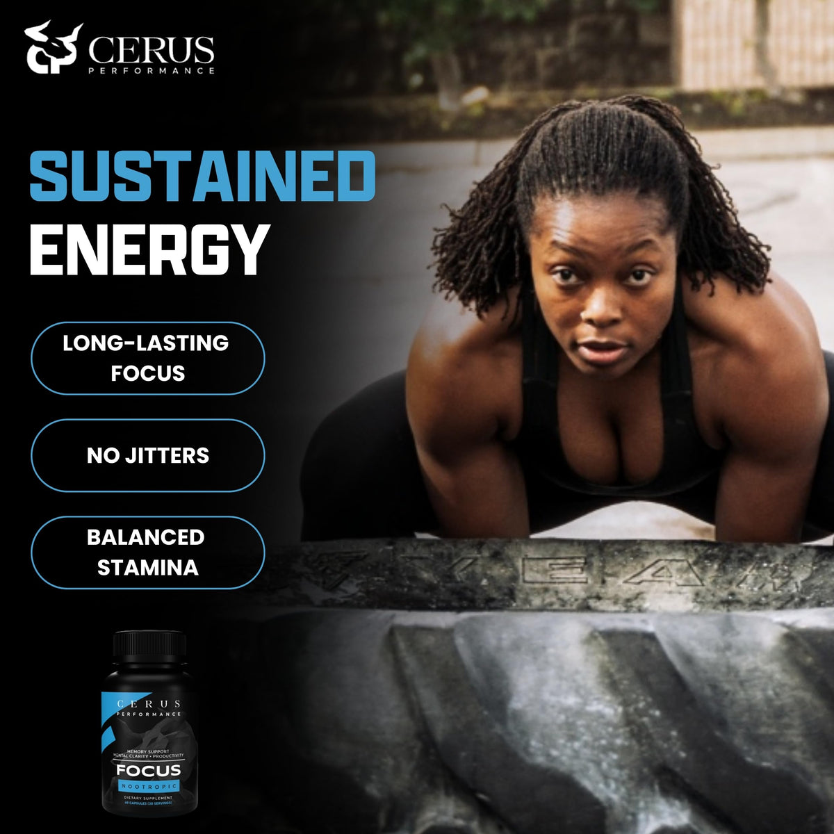 Cerus Performance Focus Nootropic Supplement - Enhances Mental Clarity, Boosts Memory & Cognitive Function, Improves Alertness - Ideal for Athletes & Fitness Enthusiasts - 60 Capsules CerusBuy Supplements Australia