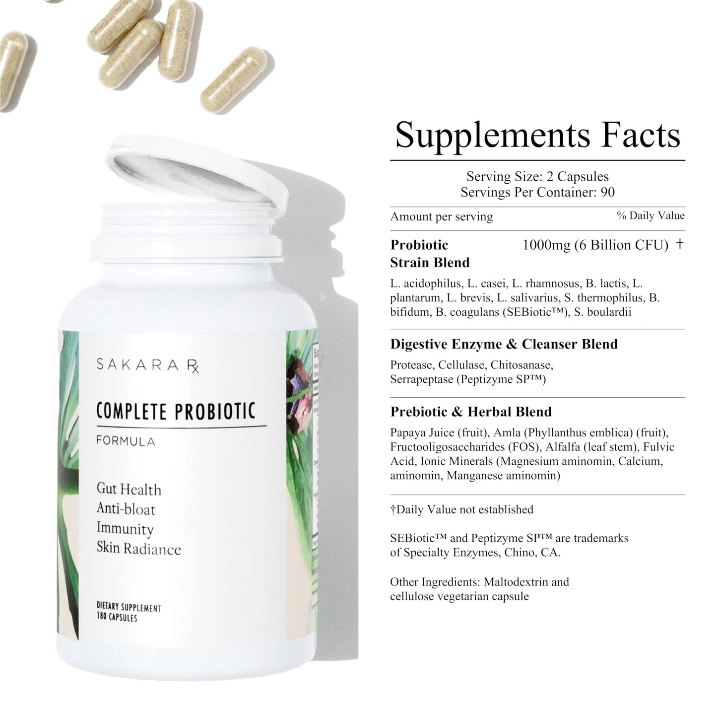 SAKARA Complete Probiotic - Prebiotics and Probiotics for Women Digestive Health Supplements, Supports Bloating, Immune System & Skin Radiance, Gut Health for Women with 3 Billion CFU's - 180 Capsules SAKARABuy Supplements Australia