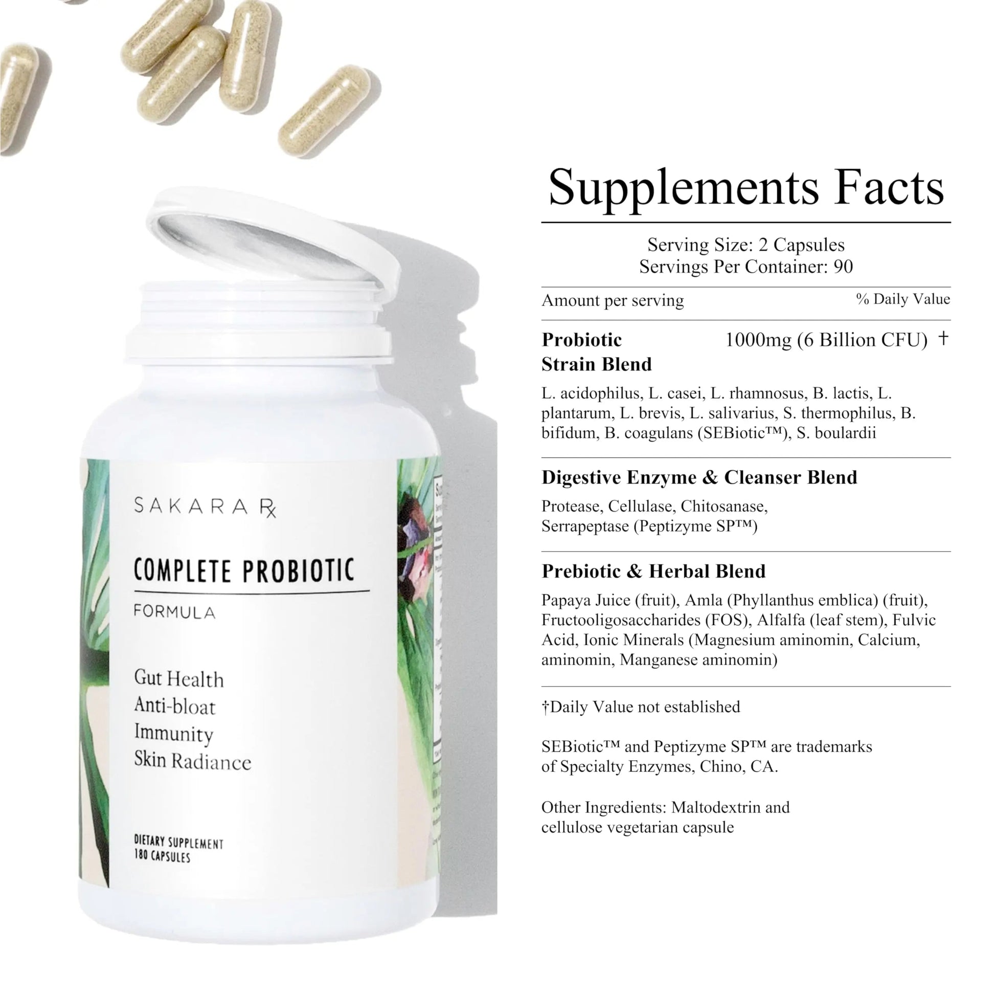 SAKARA Complete Probiotic - Prebiotics and Probiotics for Women Digestive Health Supplements, Supports Bloating, Immune System & Skin Radiance, Gut Health for Women with 3 Billion CFU's - 180 Capsules SAKARABuy Supplements Australia