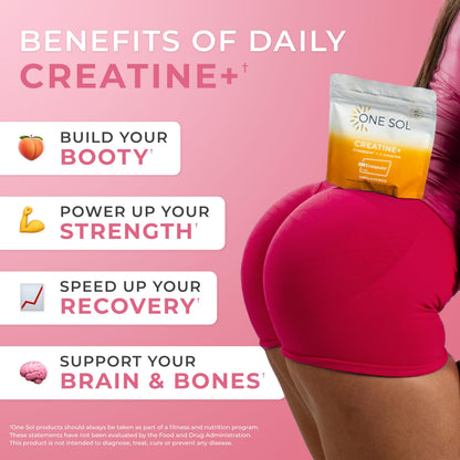 One Sol Creatine for Women, All Natural Women’s Creatine Powder w Creapure & Leucine, Increase Lean Muscle Mass, Reduce Recovery Time, Promotes Brain & Bone Health (Unflavored, 60 Servings) One SolBuy Supplements Australia