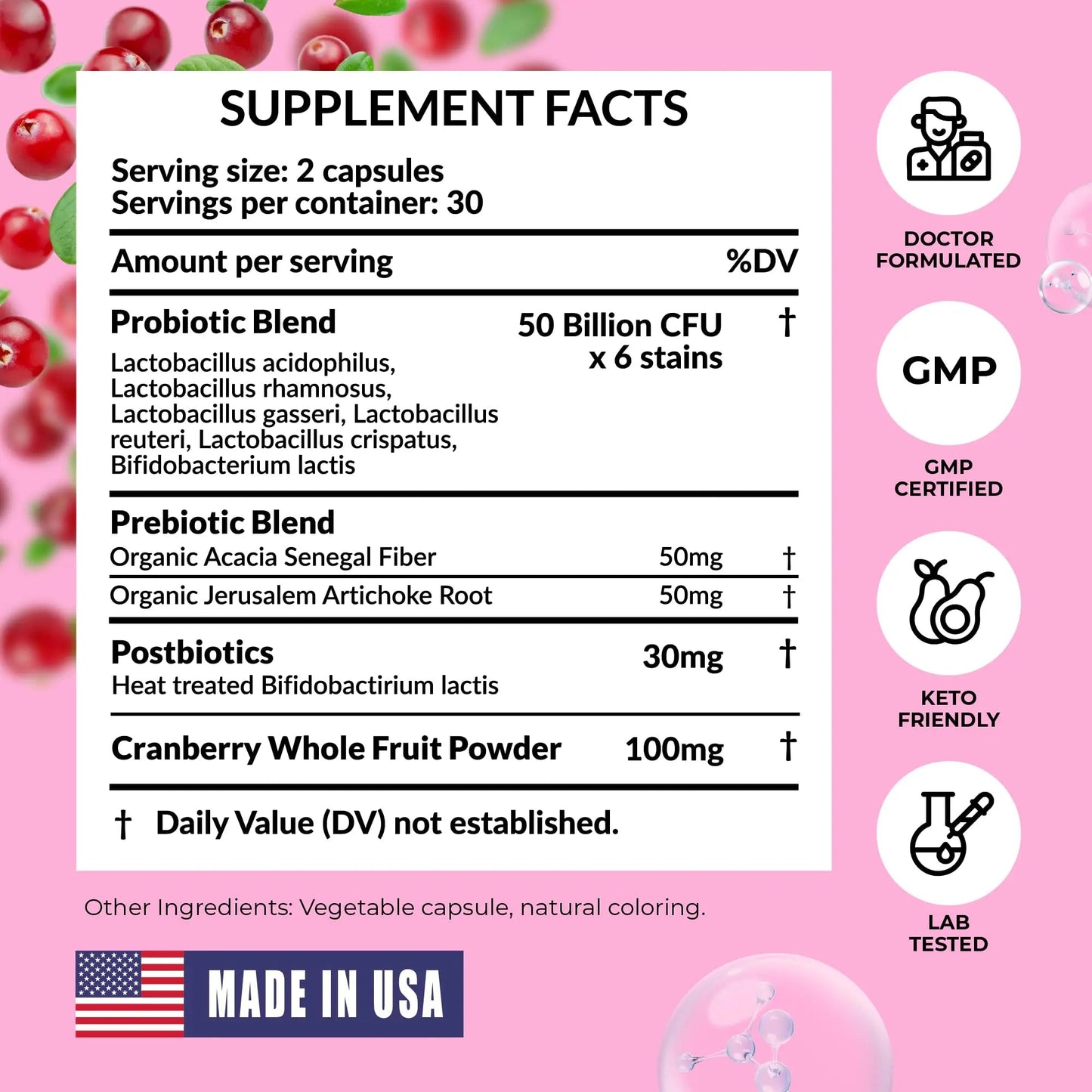 Women’s Probiotic for Vaginal Health | 50 Billion CFU with Probiotics, Prebiotic, Postbiotics & Cranberry for pH Balance, UTI Support, Yeast, Gut Health, Odor, Dryness & Feminine Comfort PharmaSuppsBuy Supplements Australia