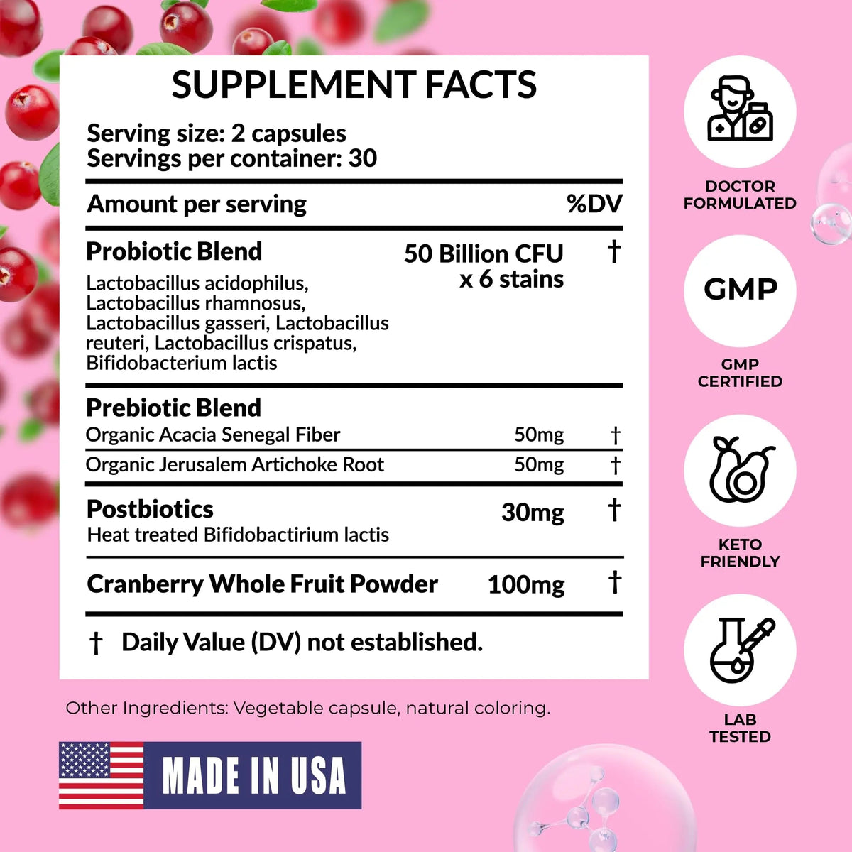 Women’s Probiotic for Vaginal Health | 50 Billion CFU with Probiotics, Prebiotic, Postbiotics & Cranberry for pH Balance, UTI Support, Yeast, Gut Health, Odor, Dryness & Feminine Comfort PharmaSuppsBuy Supplements Australia