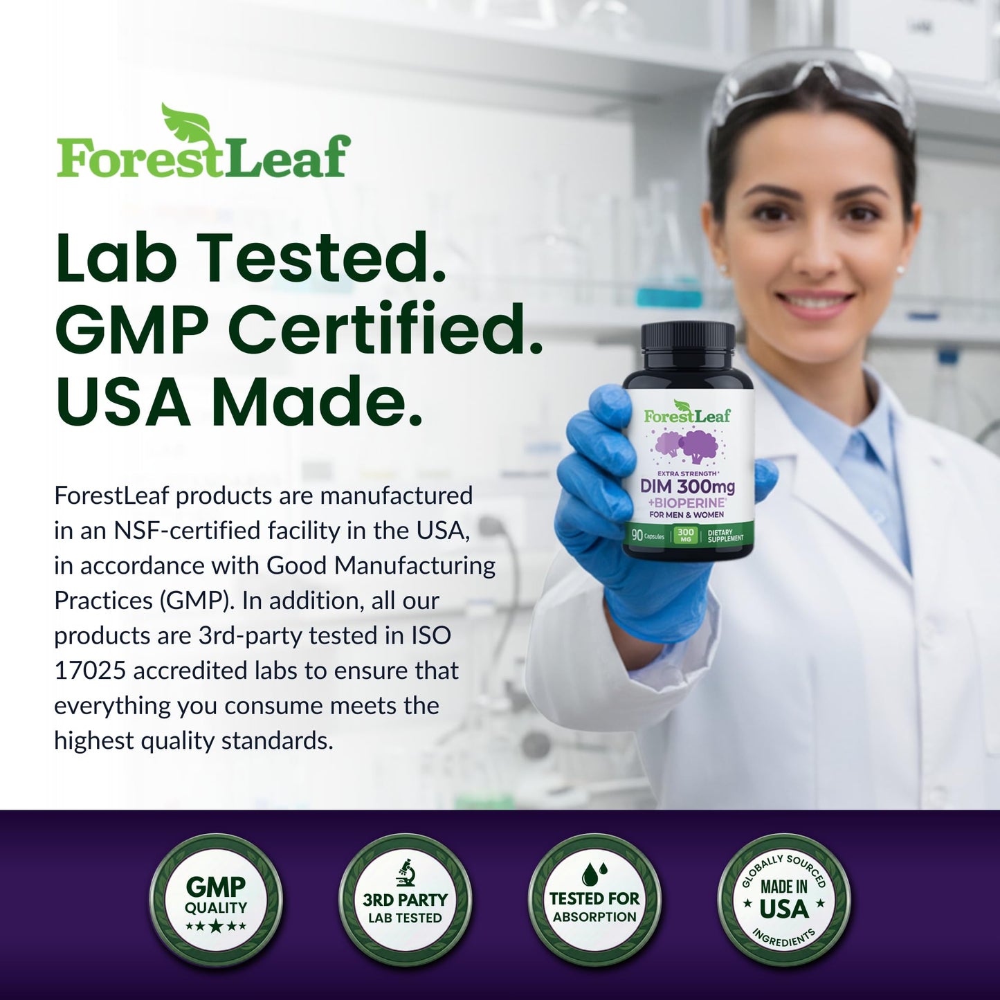 ForestLeaf DIM Supplement - 300mg DIM Estrogen Supplement for Women/Men - Diindolylmethane with BioPerine Black Pepper - Support for Detox, Metabolism, Hormone Balance & Menopause - 90 Caps ForestLeafBuy Supplements Australia