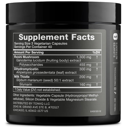 Toniiq Ease with DHM - Full Liver Support for a Night Out - 120 Capsules - 50x Super Concentrated Extract Toniiq buy supplements Au
