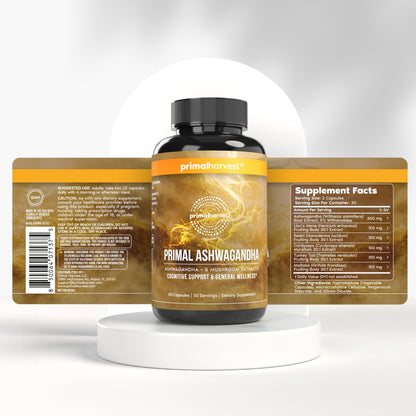 Primal Harvest Ashwagandha Supplement with 5 Mushroom Extracts: Lion’s Mane, Reishi, Cordyceps, Turkey Tail & Maitake for Immune Support & Cognitive Health Primal HarvestBuy Supplements Australia