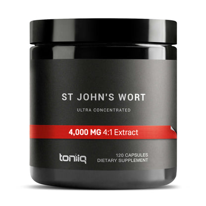 Toniiq 1,000mg Ultra High Strength St. John's Wort Capsules (Non-GMO) - 4X Concentrated Extract - 0.3% Hypericin - Highly Purified and Bioavailable - 120 Capsules Toniiq buy supplements Au