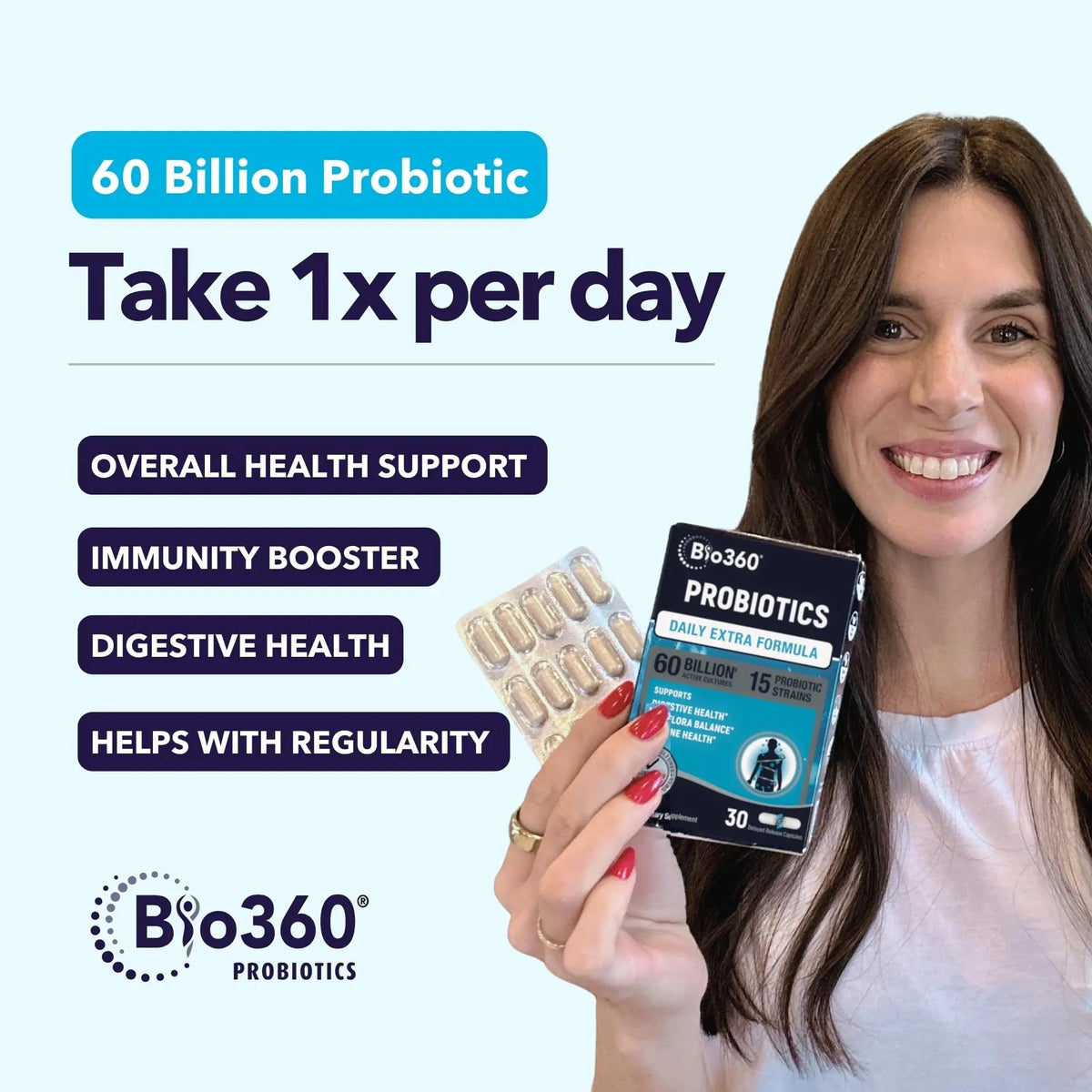 Extra Strength Probiotic for Digestive Health and Immune Support, 60 Billion CFU & 15 Strains, Gut Health Probiotics for Men and Women Supports Occasional Constipation, Diarrhea, Gas & Bloating, 30CT Bio360Buy Supplements Australia