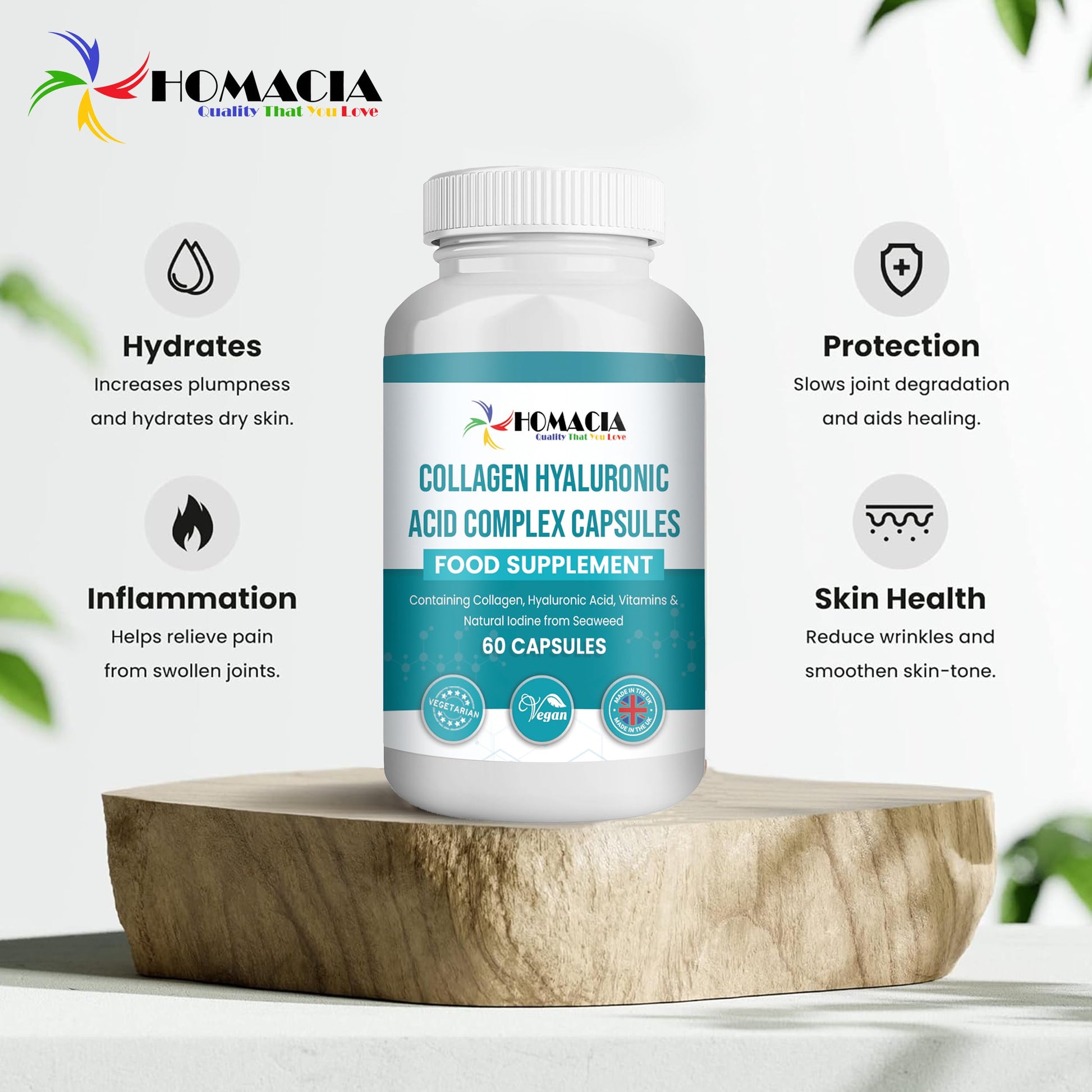 Homacia’s Collagen Capsules | Marine Collagen with Hyaluronic Acid | Pure Collagen Supplements for Women HOMACIA Quality That You loveBuy Supplements Australia
