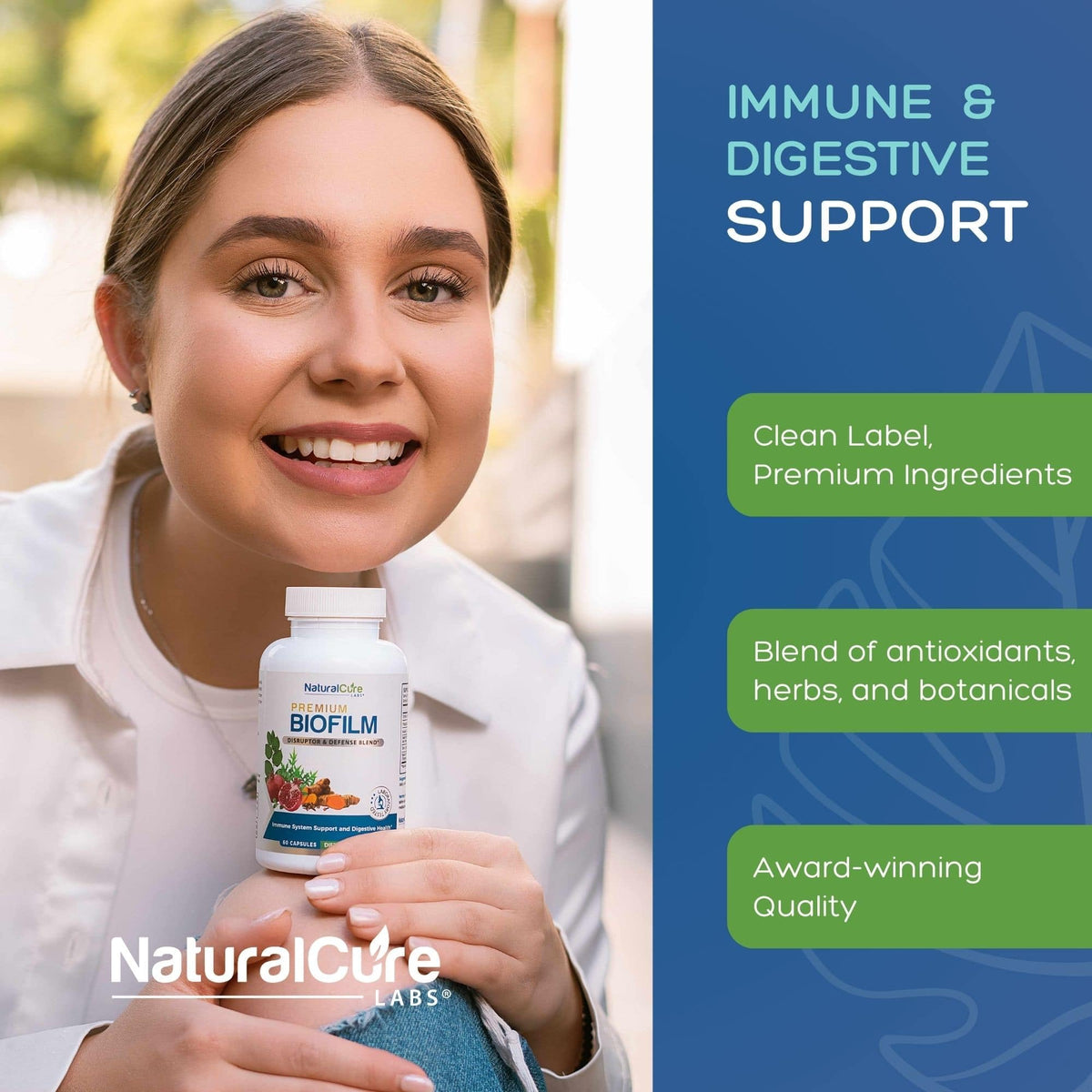 Natural Cure Labs Biofilm Complex – Premium Botanicals & Herbs | Digestive & Immune Wellness Support | Vegan, Non-GMO, Gluten-Free