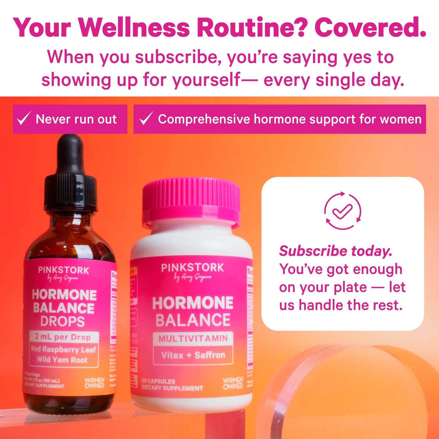 Pink Stork Hormone Balance Drops for Women - Supports Hormonal Health, PMS, Perimenopause & Mood, with Red Raspberry Leaf & Wild Yam - Liquid Supplement - Vegan, 2oz, 30 Servings Pink StorkBuy Supplements Australia