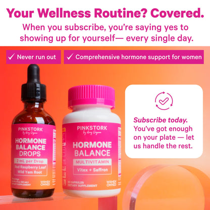 Pink Stork Hormone Balance Drops for Women - Supports Hormonal Health, PMS, Perimenopause & Mood, with Red Raspberry Leaf & Wild Yam - Liquid Supplement - Vegan, 2oz, 30 Servings Pink StorkBuy Supplements Australia