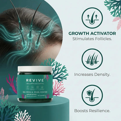 Balmbare Revive Gummies for Hair Loss - Sea Moss Gummies with Vitamin C, Vitamin E, Aloe Vera, Pearl Powder Supports Faster Hair Growth RulinalBuy Supplements Australia