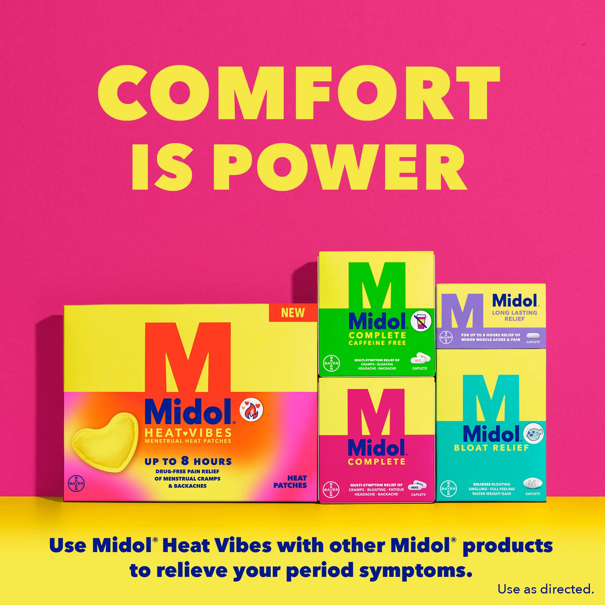 Midol Heat Vibes Menstrual Pain Relief Heat Patches - 6 Count Pack for Period Cramps and Backache MidolBuy Supplements Australia