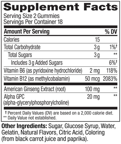 OLLY Laser Focus Gummy, Ginseng, Alpha GPC, B Vitamins, Berry Tangerine Flavor - 36 Count OLLYBuy Supplements Australia