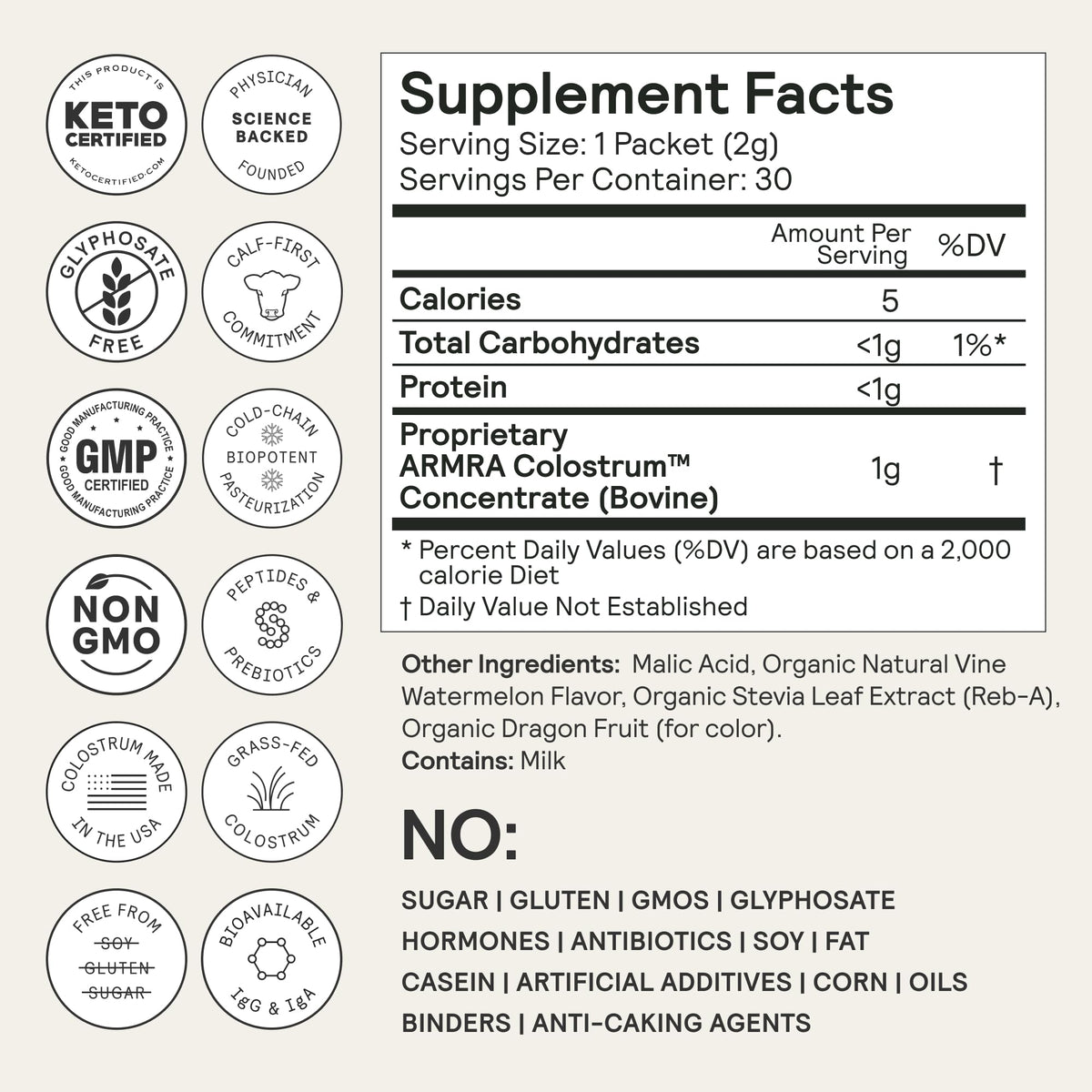 ARMRA Colostrum Powder | Vine Watermelon | Gut Health & Bloating | Skin & Hair | Immunity | Keto, Gluten & Fat-Free | 60 Servings ARMRABuy Supplements Australia