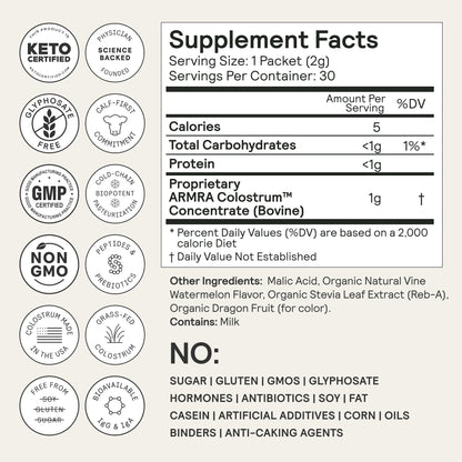 ARMRA Colostrum Powder | Vine Watermelon | Gut Health & Bloating | Skin & Hair | Immunity | Keto, Gluten & Fat-Free | 60 Servings ARMRABuy Supplements Australia