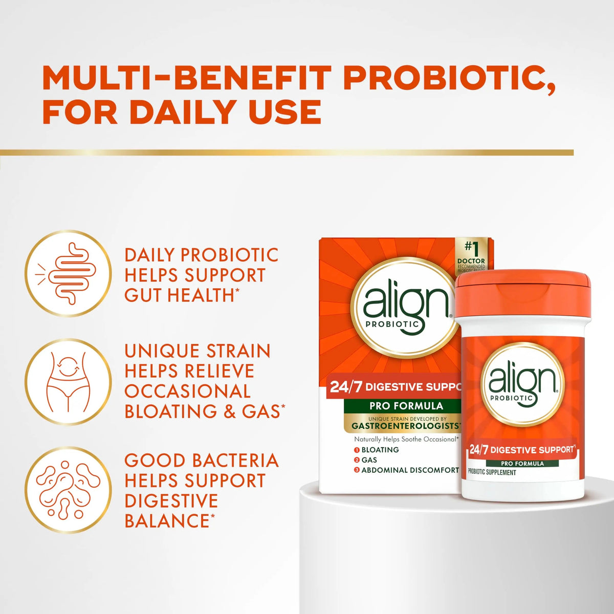 Align Probiotic, Pro Formula, Probiotics for Women and Men, Probiotics for Digestive Health, Men and Womens Probiotic Capsules Help Relieve Occasional Bloating & Gas*, 30 Capsules AlignBuy Supplements Australia