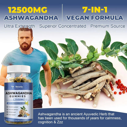 (2 Packs) Sugar Free Ashwagandha Filled Gummies w/Vitamin D3, Magnesium Glycinate, Rhodiola, Ultra Strength Ashwa Root Supplements for Women & Wen, for Relaxation, Energy, Cortisol Gummies TotariaBuy Supplements Australia