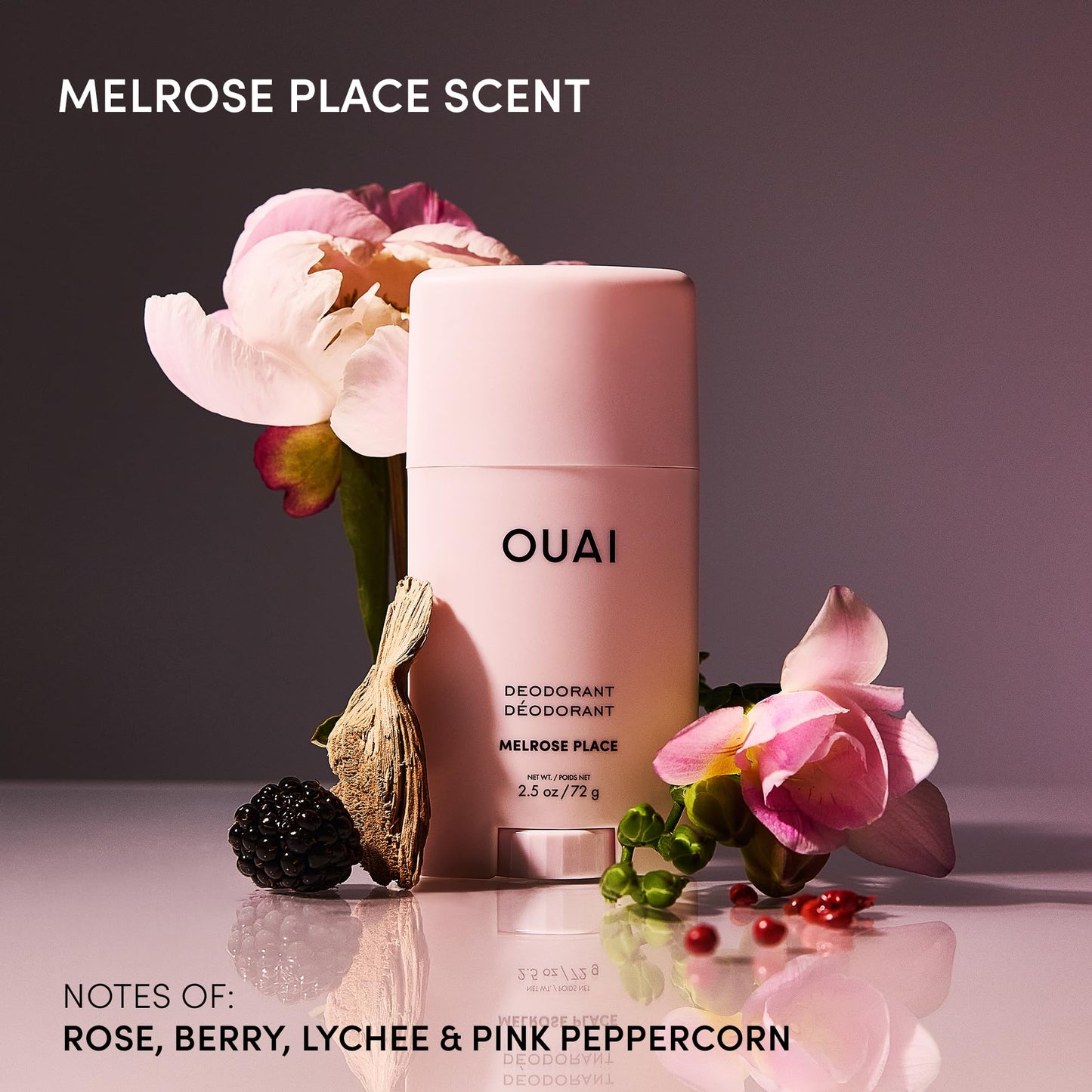 OUAI Aluminum Free Deodorant - Women's Deodorant with 24-Hour Odor Control & Invisible Application - Enriched with Notes of Rose, Berry, Lychee & Pink Peppercorn - Melrose Place (2.5 oz) OUAIBuy Supplements Australia