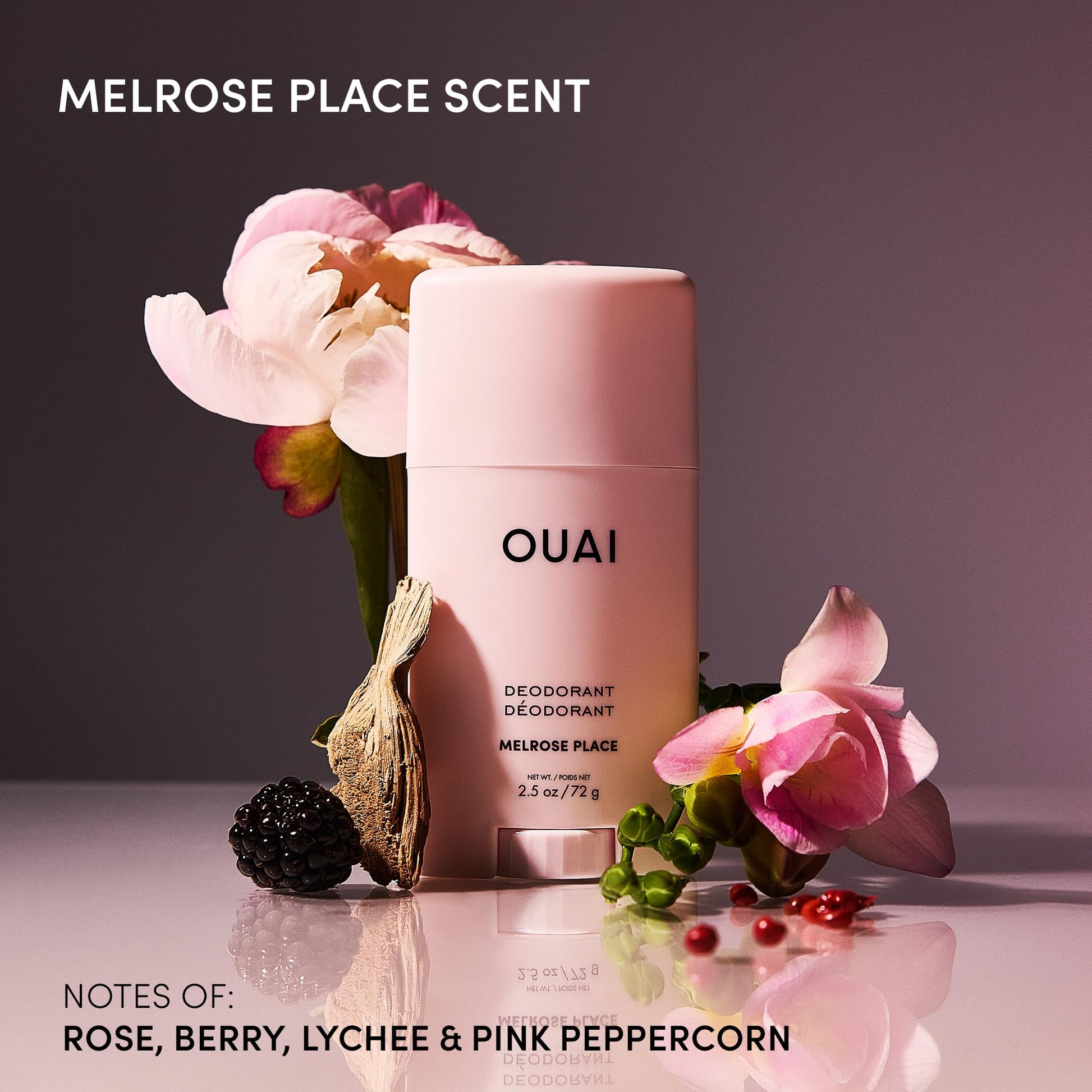 OUAI Aluminum Free Deodorant - Women's Deodorant with 24-Hour Odor Control & Invisible Application - Enriched with Notes of Rose, Berry, Lychee & Pink Peppercorn - Melrose Place (2.5 oz) OUAIBuy Supplements Australia