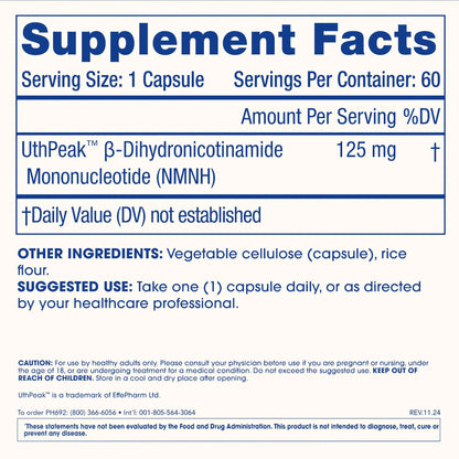 ProHealth Pure NMNH 125 mg | 60 Capsules | Next-Generation NAD+ Support with UthPeak™ Crystalline NMNH for Sustained Cellular Energy, Healthy Aging & Vitality | USA GMP-Manufactured ProHealthBuy Supplements Australia